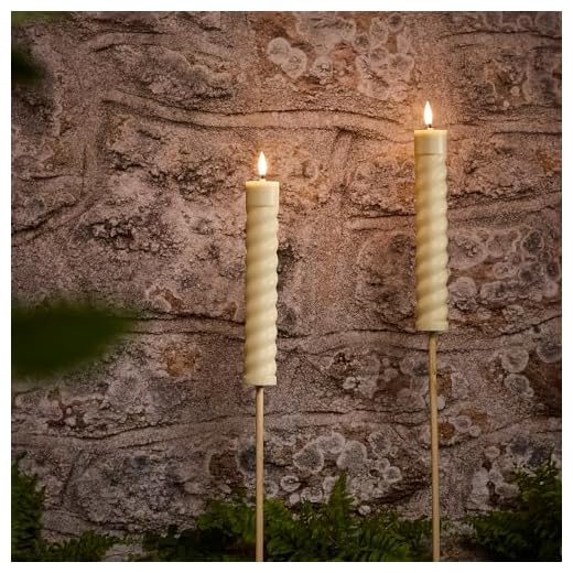 Lights4fun 2er Set LED Spiralkerzen 50cm Solar Stableuchte TruGlow® Kerze Solar Außen Kerze Garten Deko Balkon