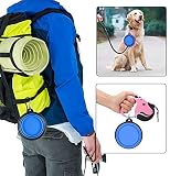Faltbarer Hundenapf, Tragbarer Wassernapf mit Karabiner für Hunde, Katzen und Haustiere (S 350ml, Blau)
