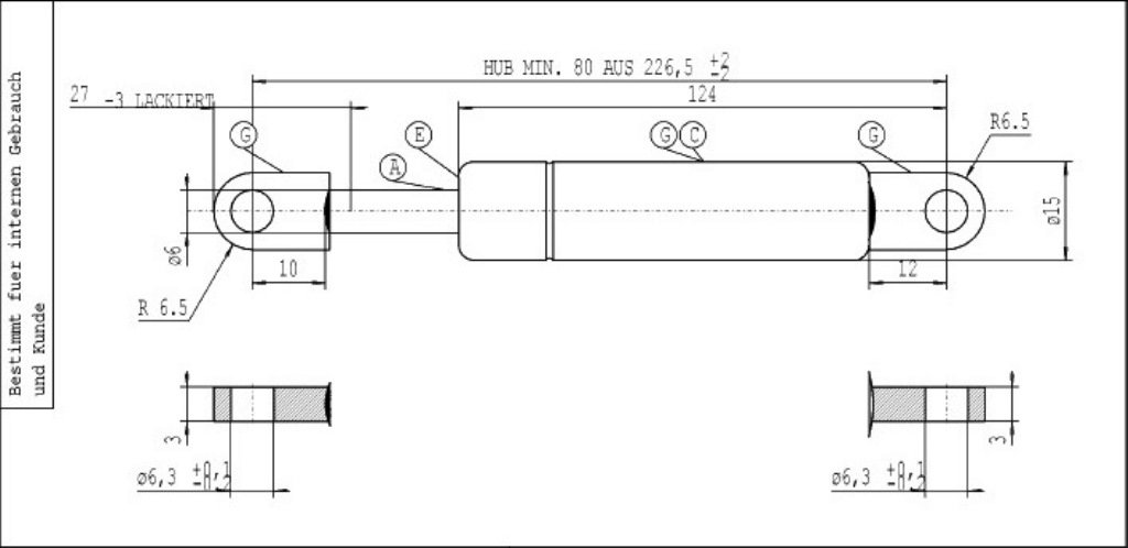RhedexX® Gasveer vervanging voor Stabilus LIFT-O-MAT 195 mm 250N grijs gasdrukdemper Kesseböhmer keuken meubelkleppen gasveer lift tomat (1 stuk