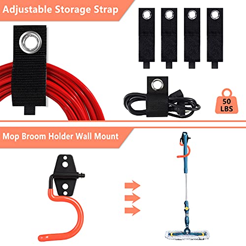 JOVNO Garage Hooks, 16 Pack Heavy Duty Garage Storage Hooks Steel Tool Hangers for Garage, Wall Mount Utility Hooks and Hangers for Ladder, Hoses, Bikes, Bulky Items, Garden Tool Organizer