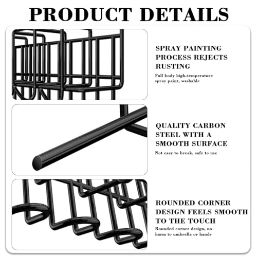 Image of HASTHIP Wall Umbrella Holder Storage Organizer Rack with Hooks, No Drill Wall Mounted Multi Hook Rack Umbrella Organizer Rack for Folding Umbrella, Golf Umbrella