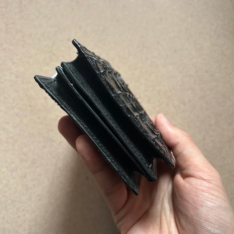Cartera corta de piel de cocodrilo exótica auténtica para hombre, piel de cocodrilo auténtica, pequeña, clásica, plegable
