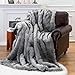 BATTILO HOME Wolf Faux Fur Blanket, Extra Large Fox Fur Throw Blankets for Couch, Bed, Super Soft, Fluffy, Eelegant, Grey with Black Tips Blanket Reversible to Plush Velvet, (Grey, 60