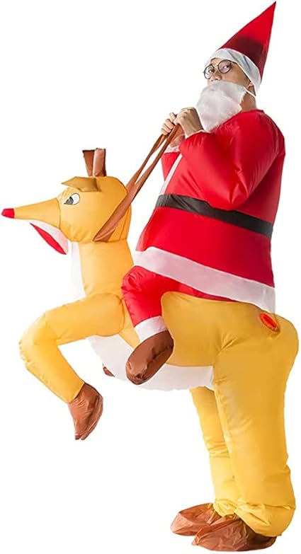 Amazon Rheshine インフレータブル クリスマス サンタクローススーツ きぐるみ ユニセックス アダルトファンシードレス コスチューム 大人用 ひげ帽子付き コスプレパーティー 面白い服 衣装セット 空気充填 膨張式 パーティー ハロウィン クリスマス 新年 誕生日 卒業