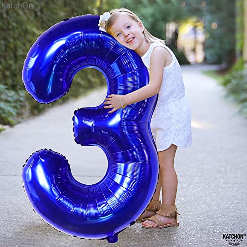 Image of KatchOn Royal Blue Number 3 Balloon 40 Inch, Birthday Decorations for Boys