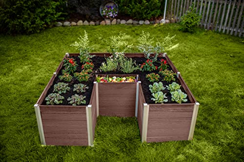 Vita Urbana 6 Foot x 6 Foot Embossed Vinyl Keyhole Garden with Composting Basket, Espresso Brown, PVC, BPA and Pthalate Free, VT17507
