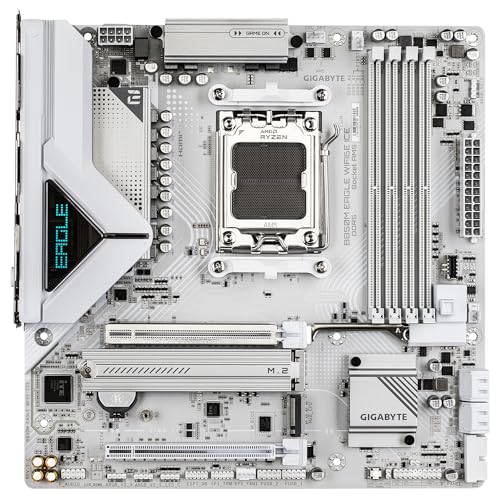 Image of GIGABYTE B850M Eagle WIFI6E ICE Motherboard - AMD Ryzen 9000 Series CPUs, 8+2+2 Phases Digital VRM, up to 8200MHz DDR5 (OC), 1xPCIe 5.0 + 1xPCIe 4.0 M.2, Wi-Fi 6E, 2.5 GbE LAN, USB 3.2 Gen 2
