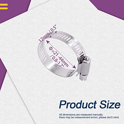 Swpeet 25Pcs 0.8-1.7Inch (21-44Mm) Hose Clamp 304 Stainless Steel Adjustable Range Worm Gear Hose Clamp Fuel Line Clamp Perfect For Plumbing, Automotive And Mechanical Applications #TOP1