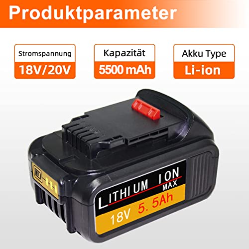 BOTKK 2Pezzi 18V 5.5Ah Li-ion Batteria di ricambio...
