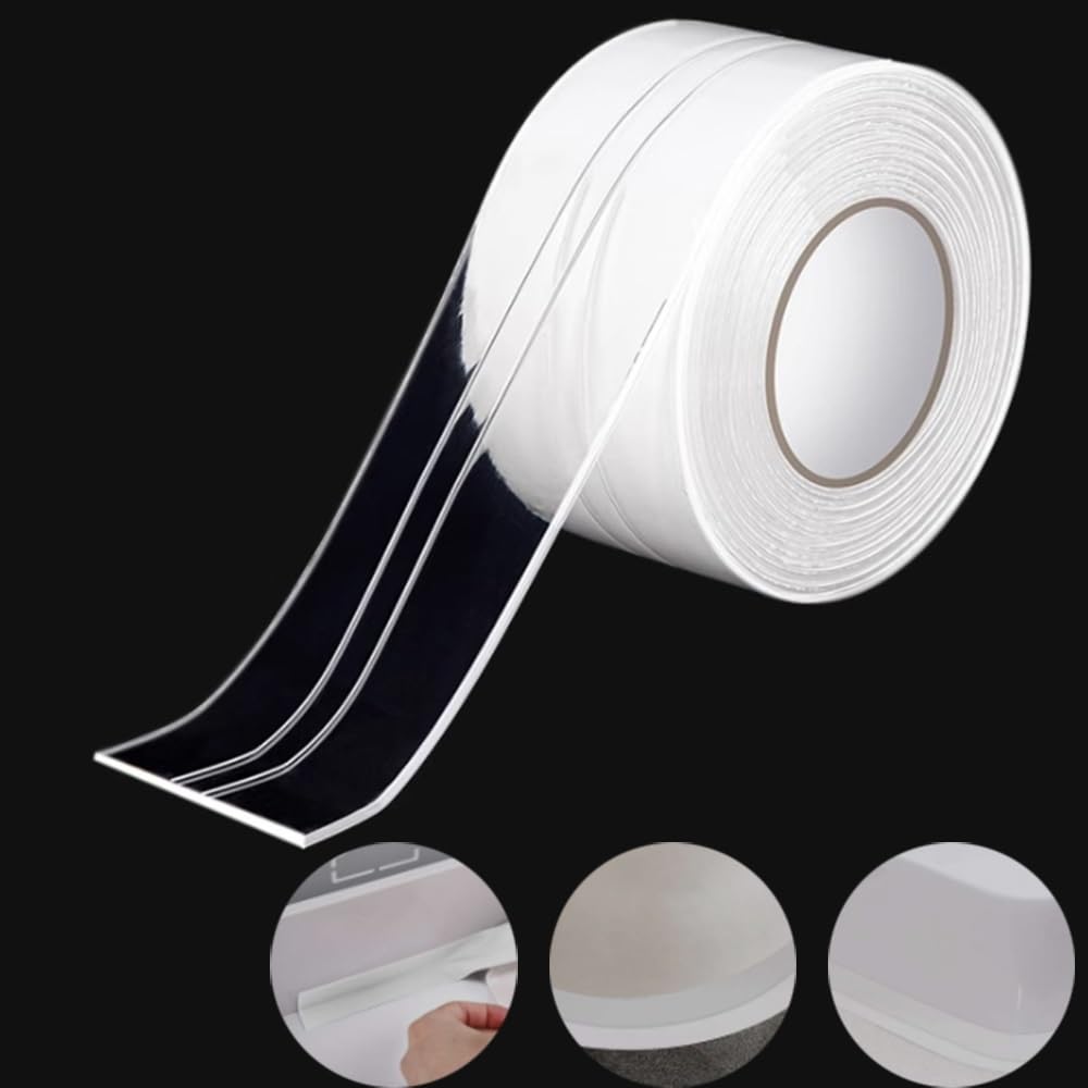 YUEKOPOU Self Adhesive Caulk Tape PVC 10.5ft Multicolor(Clear)