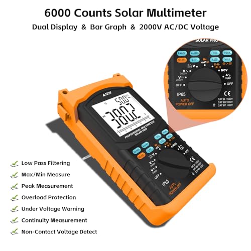 Image of BTMETER Professional Digital Multimeter, 6000 Count True RMS Auto-Ranging for AC /DC Voltage Current, Resistance, Capacitance, Frequency, Continuity, NCV, with Peak Hold, Low Pass Filter BT-6688T