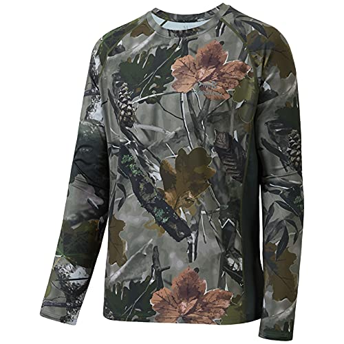 BASSDASH Men's Hunting Camo Performance Long Sleeve Shirt Fishing UPF50+ FS13M, Woodlandⅰ, Large