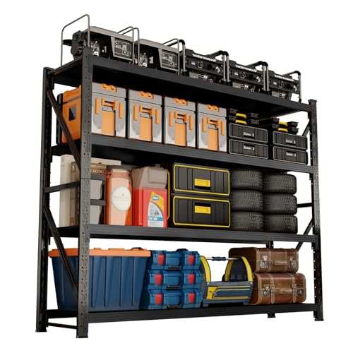 MDXEKE 3000lbs Garage Shelving Heavy Duty, 4-Tier Adjustable Steel Shelving, Garage Storage Shelves for Warehouse, Pantry, Basement, 59
