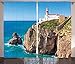 Produktbild FAFANIQ Lighthouse Curtains, Daytime Rocky Lighthouse Shore Seaside Rocks Building Cliff Sunny Day Clear Sky, Living Room Bedroom Window Drapes 2 Panel Set, Brown Blue110 * 86 inch