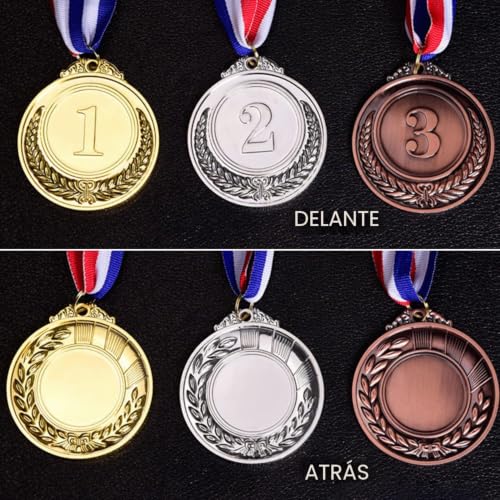 Miniatura 5 de Ysdyy 3 Medallas De Números, Medallones De Metal, Premios De Ganador, Premios Deportivos Infantiles, Premios Competitivos De Juego, Medallas De Oro, Plata, Bronce Con Cintas, Bordes Redondeados