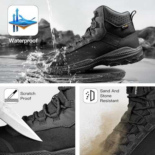 FREE SOLDIER Men's Tactical Hiking Boots Breathable Desert Boots Lightweight Work Military Boots2