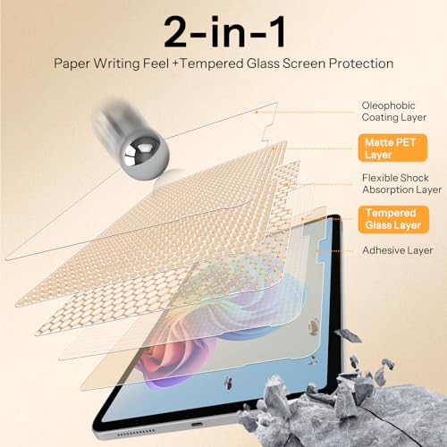 Image of SPARIN (13 Inch) Paper Glass Screen Protector for Microsoft Surface Pro 11 /10 /9 /8 /X /12th Gen Business Edition, 2 Pack Tempered Glass with Easy Alignment Tool, Matte Anti-Glare, Write Like on Paper, Surface Pen Support