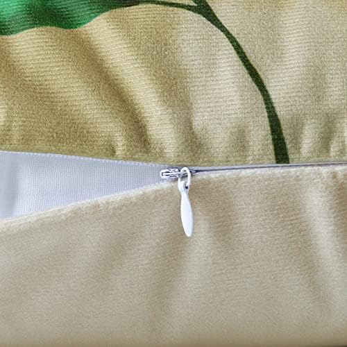 Bonhause Abstract Boho Tropical Leaves Cushion Covers 45 x 45 cm Set of 4 Green Leaf Modern Art Decorative Throw Pillow Covers Soft Velvet Pillowcases for Couch Garden Outdoor Home Decor