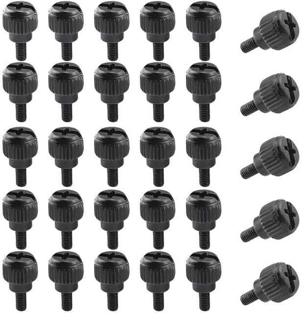 Prmape 30 pcs Computer Case Thumb Screws M3 Thumb Screws PC Case Screws Universal Motherboard Screws for PC Case Cover/Power Supply/PCI Slots/Hard DrivesBlack
