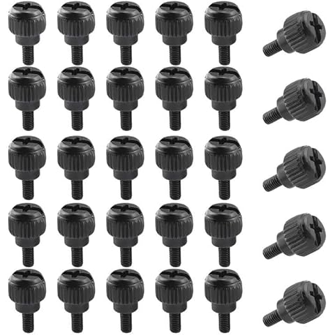 Prmape 30 pcs Computer Case Thumb Screws M3 Thumb Screws PC Case Screws Universal Motherboard Screws for PC Case Cover/Power Supply/PCI Slots/Hard DrivesBlack Cover