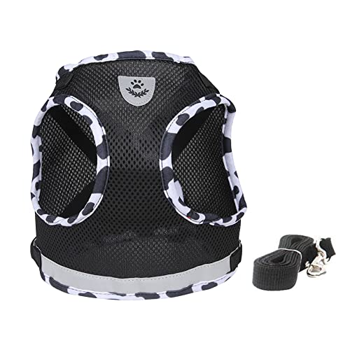 Feimax Dog Harness And Leash Set For Walking, Soft Mesh Adjustable Easy Control Lightweight Cat Vest Harnesses With Reflective Strips, Escape Proof Small Dogs Cats Vests (Cowblack, X-Small) #TOP2