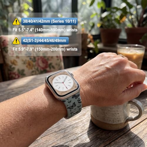 Image of Floral Band Compatible with Apple Watch Bands for Women 40mm 42mm 41mm 38mm 44mm 45mm 46mm 49mm, Cute Pattern Flower Soft Silicone Sport Strap for iWatch Series Ultra 11 10 SE 9 8 7 6 5 4 3 2