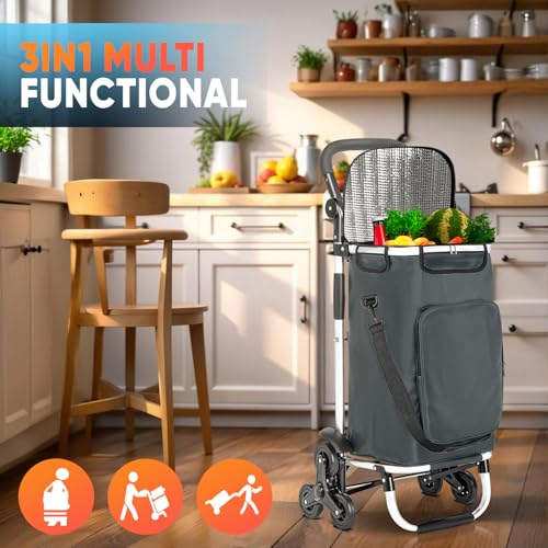 wuuhoo® Pro Einkaufstrolley Buddy - Klappbar und leicht - Thermo-Isolierung - wasserabweisend - 3-Räder-System - Aluminium anthrazit – Bild 7