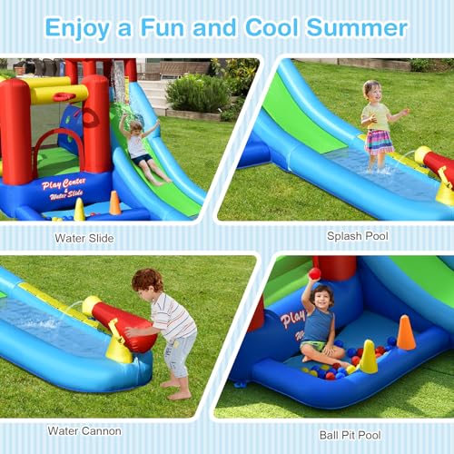 COSTWAY Inflatable Bouncy Castle with Water Slide and Ball Pit - Image 2