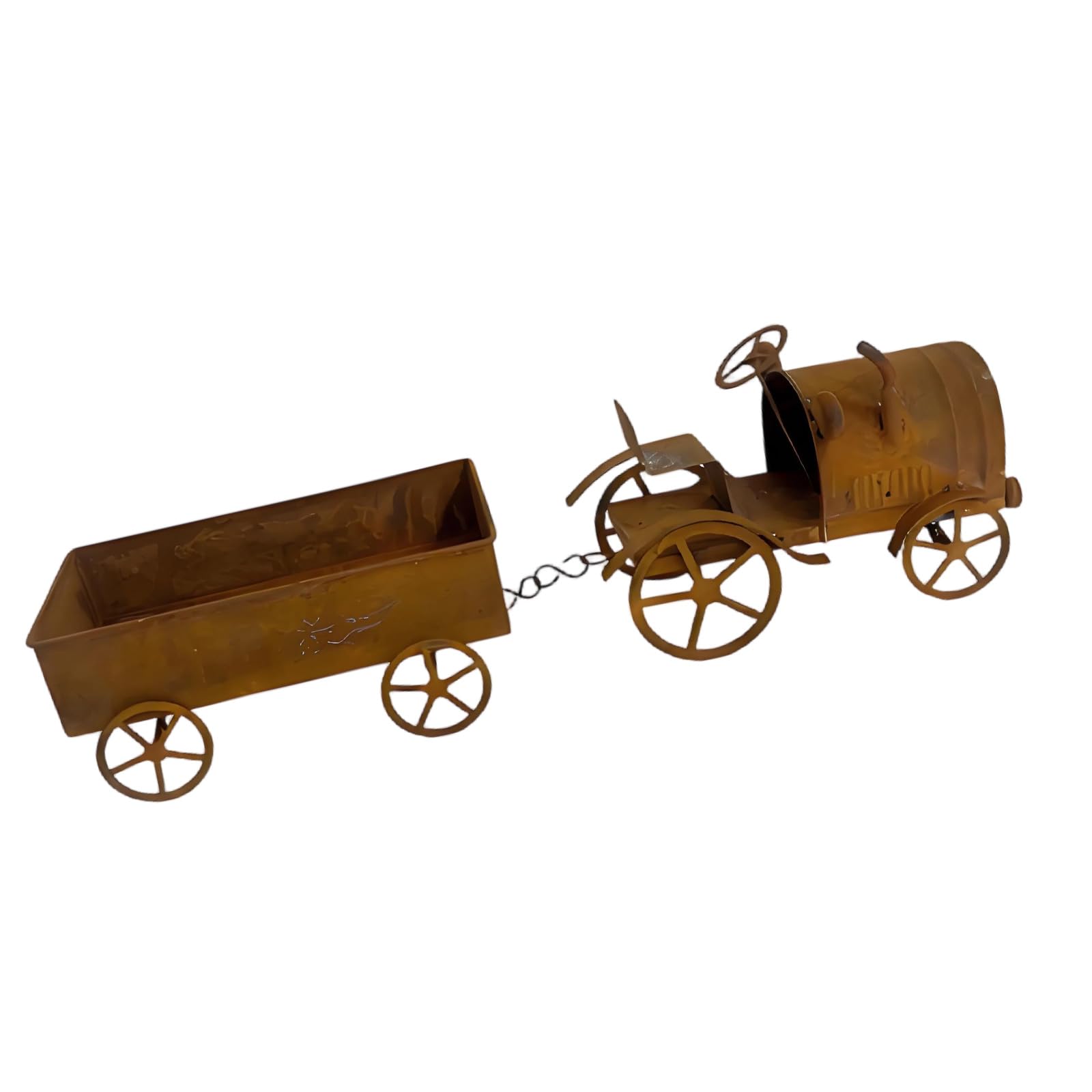 ljhnba Rusty Farm Tractor Decorative Container Flower Pots Ideal for Backyard Patios Lawns and Garden Decorations Outdoor Spaces Artistic Metal Tractor Planter