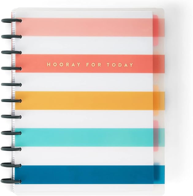 The Happy Planner Plans + Notes Monthly Planner - 12 Month Undated Planner - 9 Sheet Daily Planner with 4 Dividers & 12 Sticker Sheets - Cabana Stripe Theme - Big Sized 11.5" x 10"