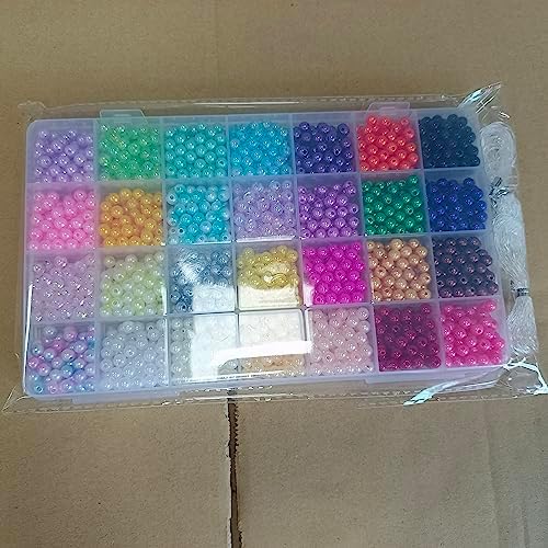 DIYDEC 28 Colors Pearl Beads for Jewelry Making, 1680pcs Round Glass Pearl Beads Plastic Imitation Dyed Faux Spacer Pearl Beads for Bracelets Necklaces Earrings Making DIY Crafts Gifts