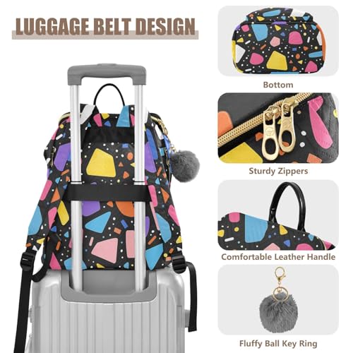 KLL Colorful Geometric Pattern Women Backpack Cute Waterproof Ladies Backpack Shoulder Bag for Gym Work Travel4