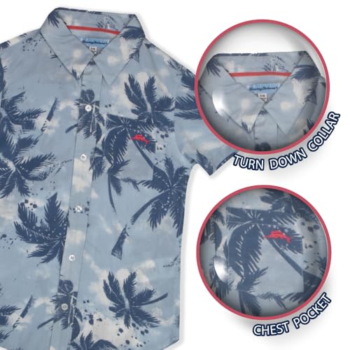 Image of Tommy Bahama Boys Classic Woven Button-Down Short-Sleeve Hawaiian Shirt with Pocket for Kids