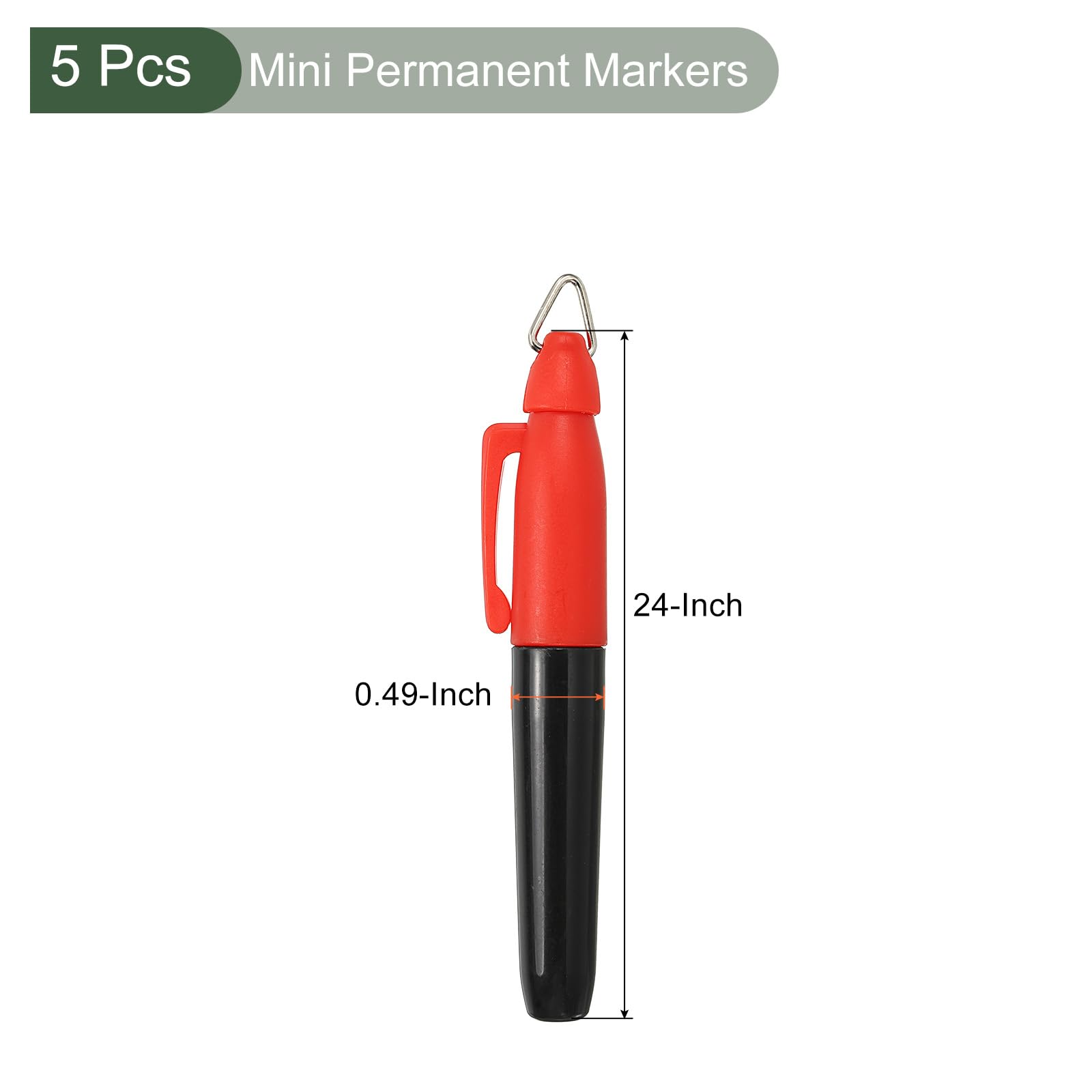 YOKIVE 5 Pcs Mini Permanent Markers, Office Golf Balls Markers Pens with Keychains Clips for Meeting Home Desktop Accessories (Red Ink) - Image 2