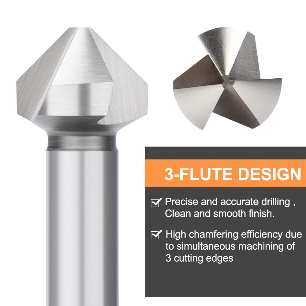 Punta Da Trapano Svasatore A 3 Flauto Utensile Per Foratura Di Fori Metallici In Acciaio Ad Alta Velocità Da 90 Gradi HSS Per Smussatura,40.0mm,Rivestimento TICN