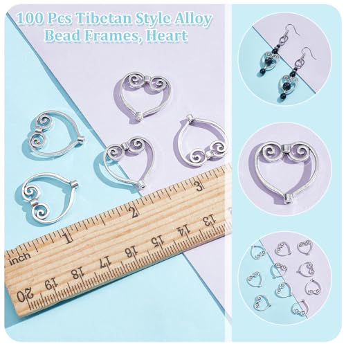 NBEADS 100 Pcs Heart Bead Frame - Image 4