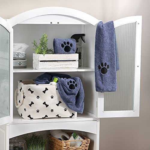 Image of Bone Dry Pet Grooming, Embroidered Microfiber Towel Drying Collection, 15x30, Stonewash Blue
