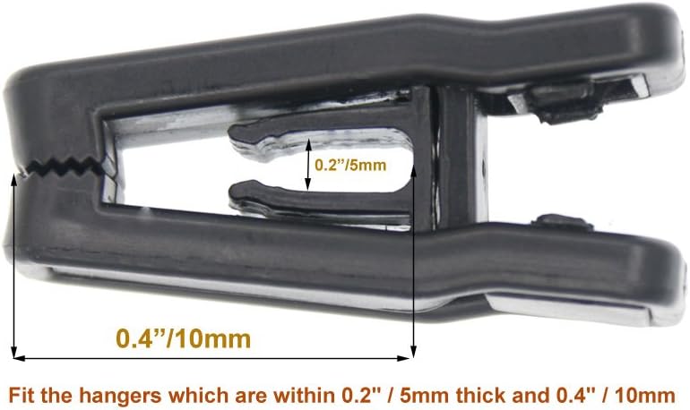 Fushing Plastic Hanger Clips, 100 Pack Black Finger Clips for AmazonBasics Velvet Standard/Shirt/Dress/Suit/Pants Hangers