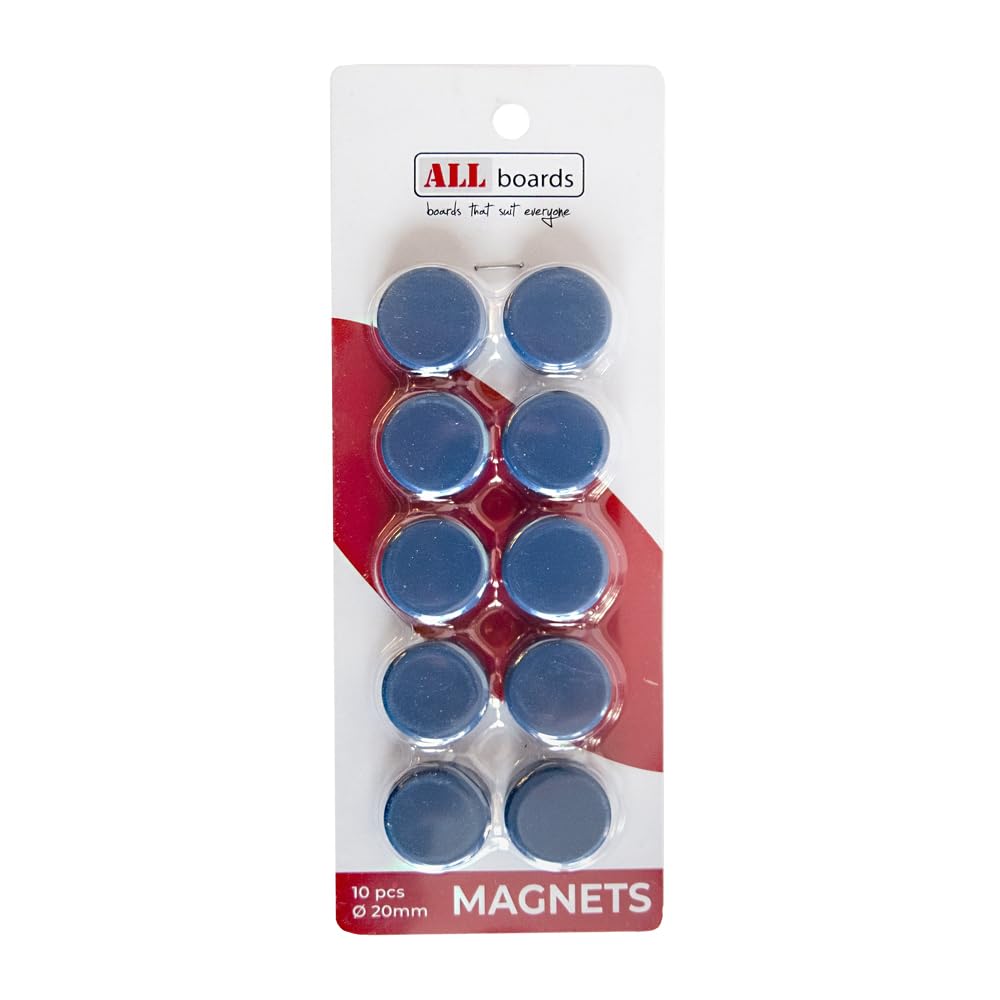 Allboards Blue Magnets Set Of 10, Round 20Mm, For Magnetic Whiteboards
