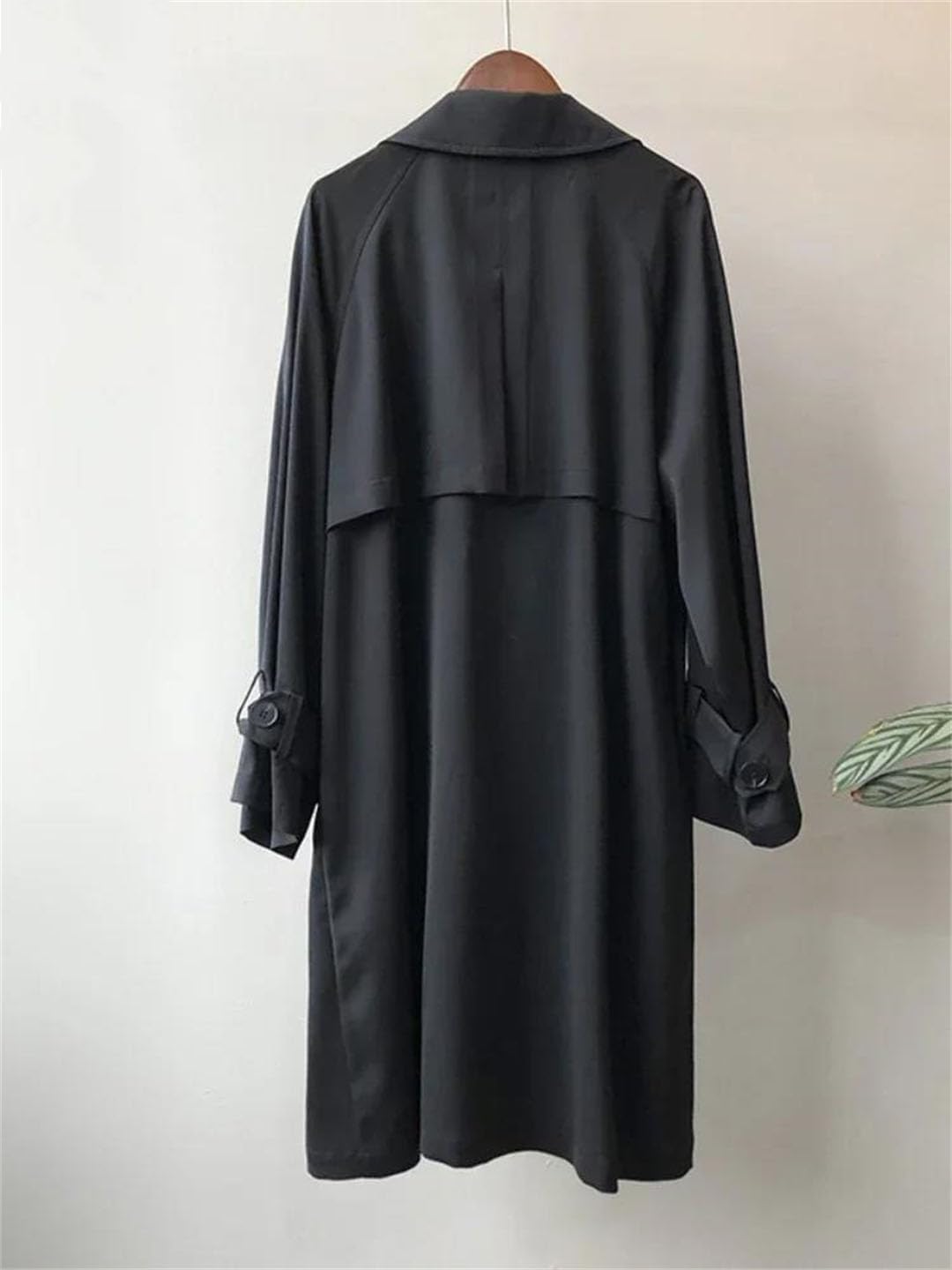 Women's Spring Autumn Long Sleeve Mid Length Leisure Over Knee Trench Coat