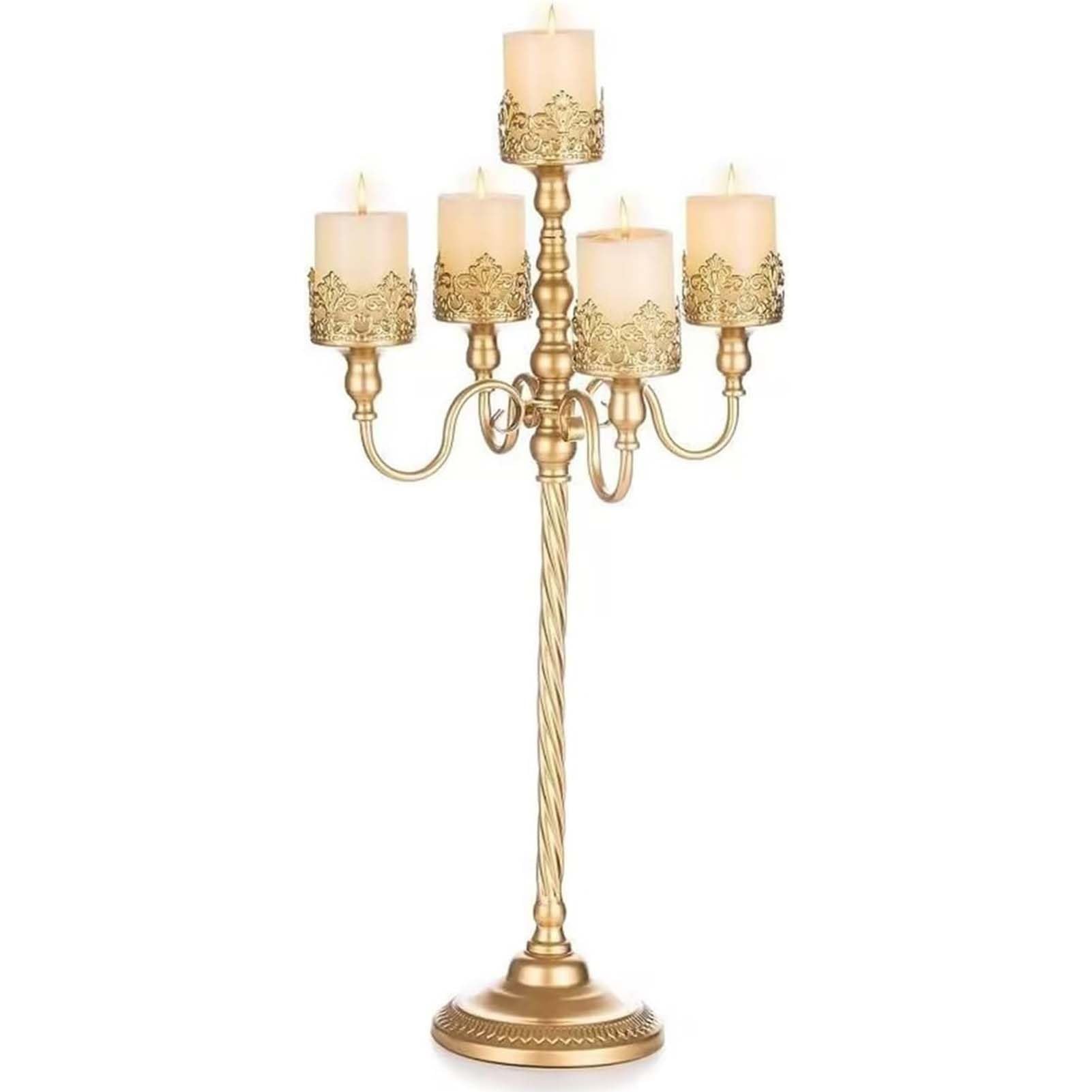Portavelas de metal de 5 brazos para centro de mesa, recepción de boda o decoración del hogar