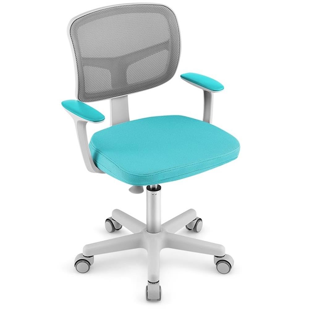 Pemberly Row Kids Study Chair, Adjustable Height 31.5"-36", Green, Ergonomic Design with Lumbar Support, Mesh Back, Auto Brake Casters, 360-Degree Swivel, Comfortable Seat for Children's Workspace