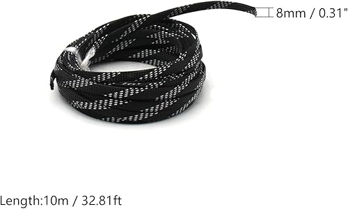 Miniatura 2 de Othmro Funda de cable trenzado flexible de PET de 32.8 ft32.8 pies, 0.31 pulgadas de ancho, manga de malla de alambre flexible para TV, audio, PC,