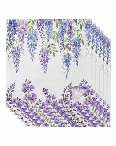 Servilletas de tela pack 6 floral violeta 20x20 in miniatura 1