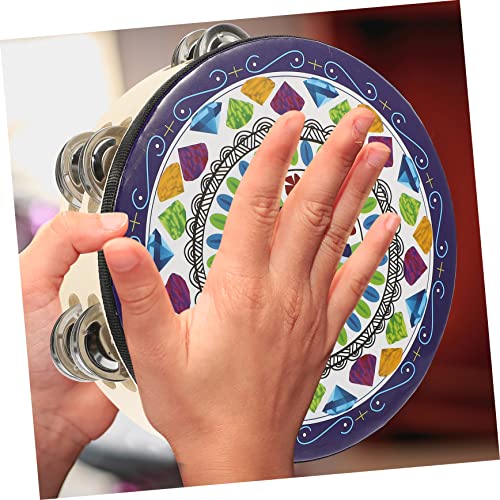 Toyvian pandeiro tambor de mão portátil tambor de mão de percussão instrumentos musicais instrumento