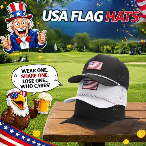 Image of Curves & Clubs USA Golf Rope Hat - American Flag Golf Cap, Performance Hat - Adjustable, Breathable