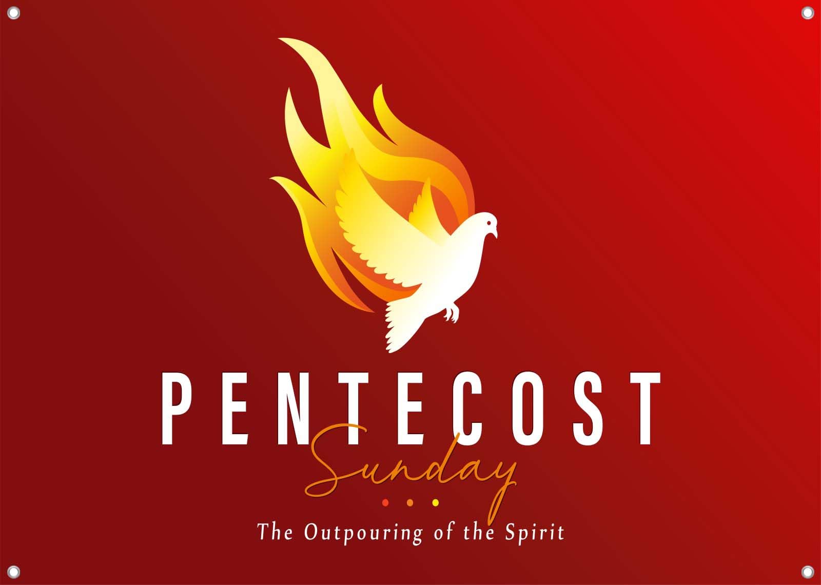 Gorpic Pentecost Sunday Banner with Dove in Flame Christian Occasion Banner 5x3ft Polyester Fabric Backdrop for Church Parties Decorations