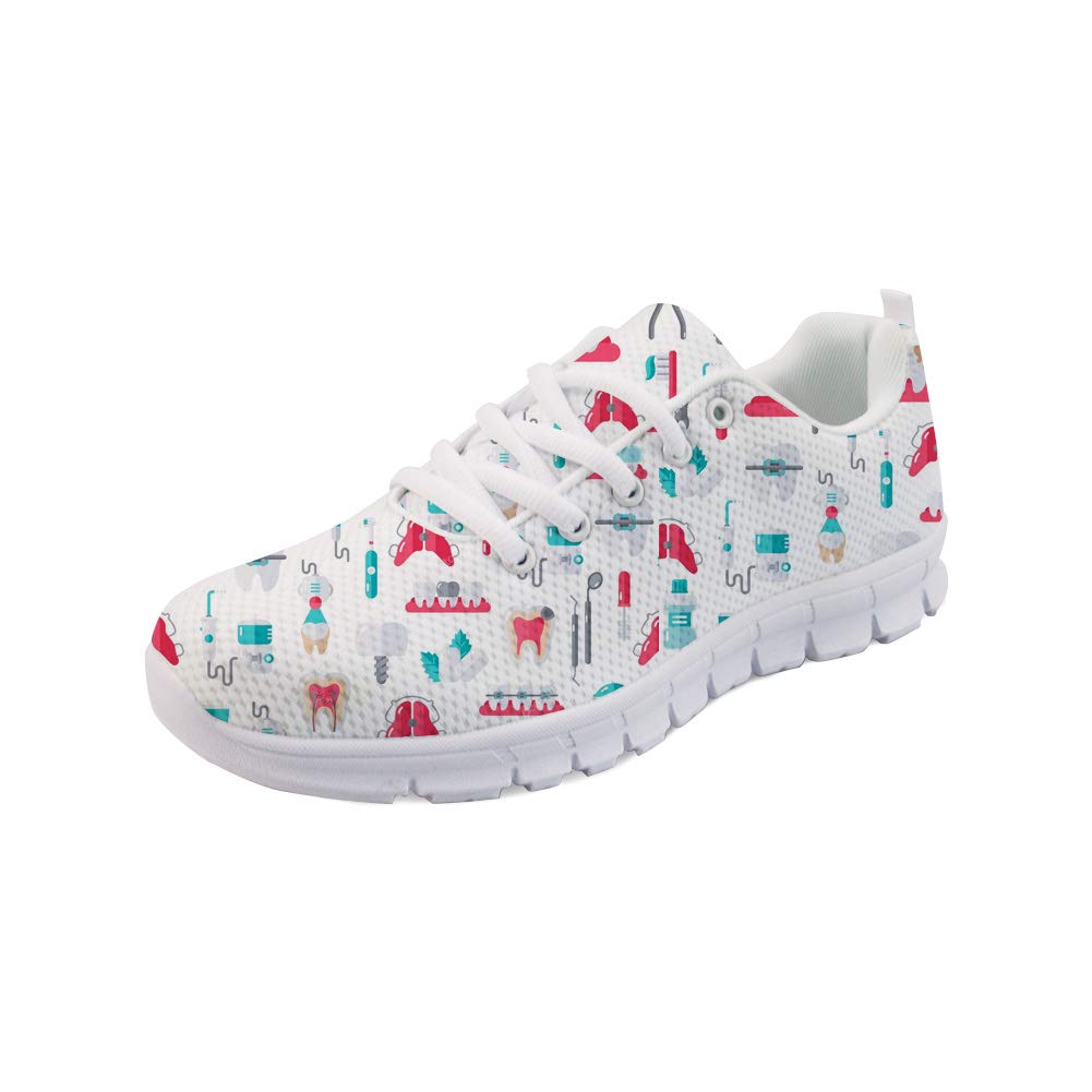 chaqlin Damskie męskie buty oddychające modne siatkowe trampki dla kobiet pielęgniarka sznurowane trampki uroczy medyczny wzór buty do biegania na zewnątrz sport siłownia platforma mokasyny, Wzór 1, 41 EU