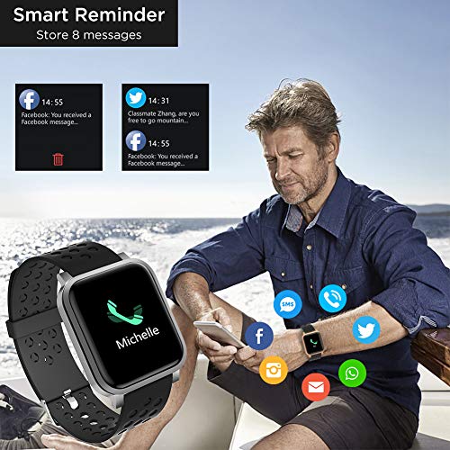 Smartwatch, smartwatch heren met vrij te kiezen achtergrondafbeelding,fitnesstracker horloges met hartslagmeters, 16… - Image 6