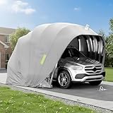 Qcesorib Garaje Plegable de Acero Inoxidable, 5.9m Cochera a Prueba de Todo Clima, Garaje Plegable Móvil con Cerradura, Resistente a la Lluvia y la Nieve, para Coches, Barcos, Gris